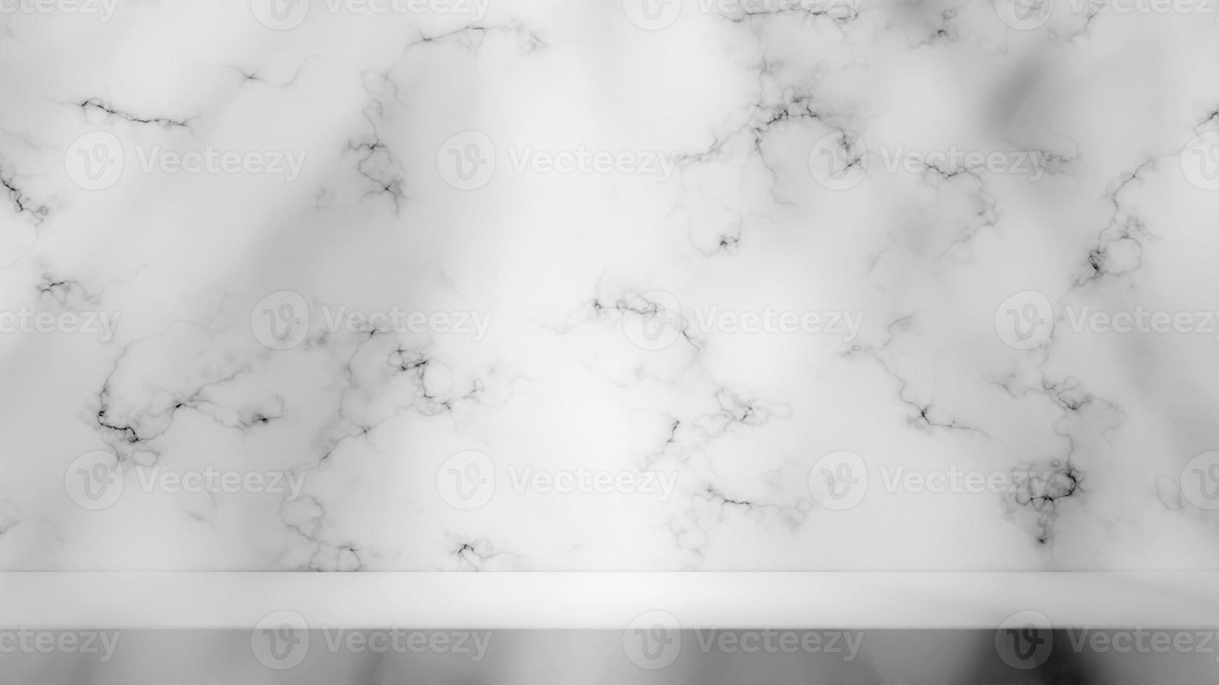 scène de rendu 3d avec mur de marbre blanc. plate-forme de produits de luxe avec texture. maquette vide pour vitrine photo