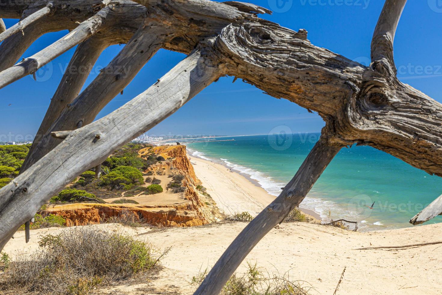 photo panoramique de praia da falesia au portugal en été