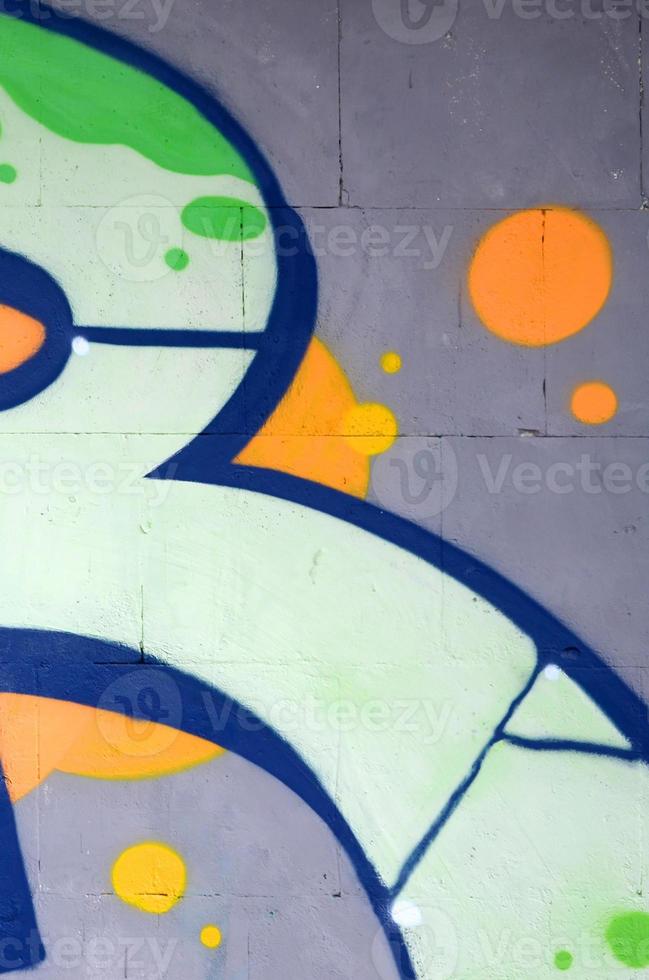 fragment de graffitis d'art de rue colorés avec contours et ombrages en gros plan photo