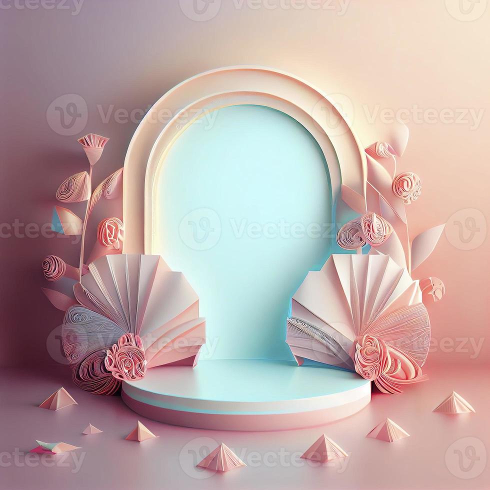 illustration 3d du podium rose pour l'affichage du produit photo