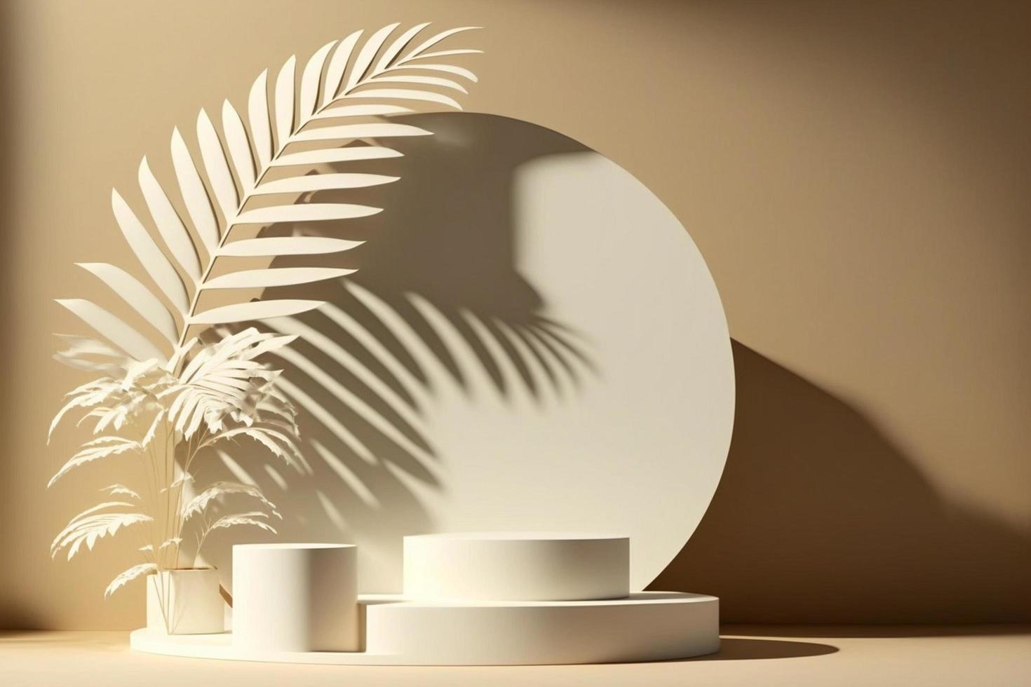 scène de cercle de podium avec des ombres de palmiers. fond de maquette minimal pour la présentation du produit. rendu 3d photo