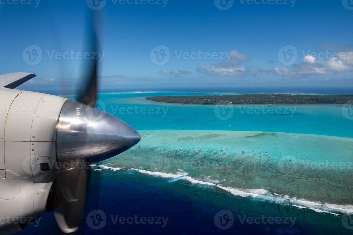 Aitutaki Polynésie Cook Island vue aérienne d'avion photo