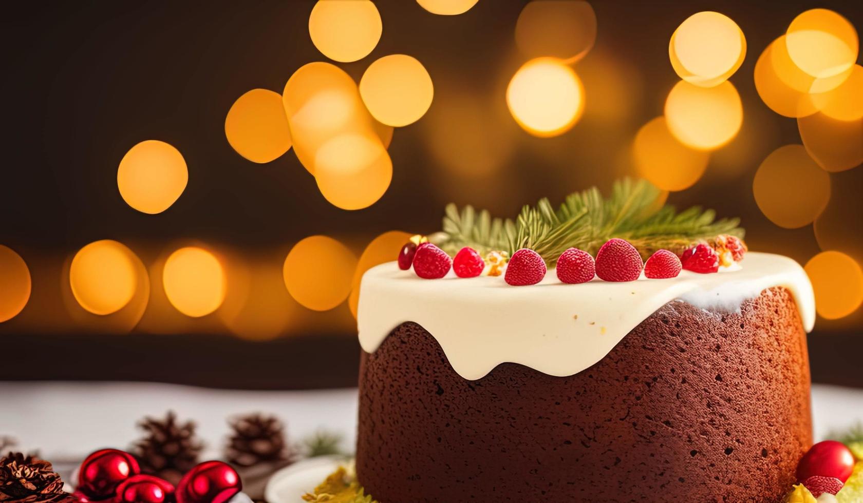 publicité photographie alimentaire professionnelle gros plan d'un gâteau de noël photo