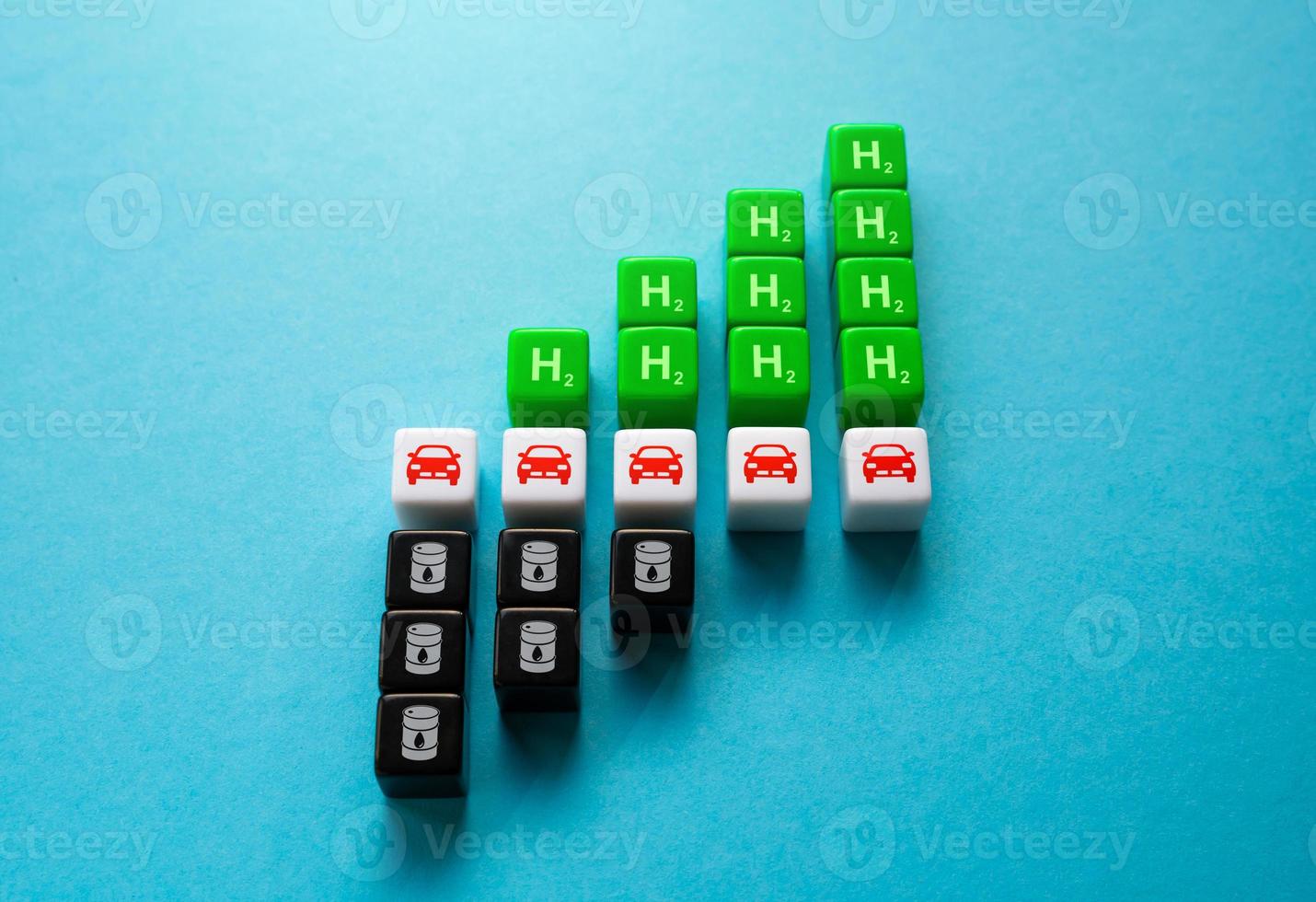 la transition du transport routier des énergies fossiles vers l'hydrogène vert. technologies de pointe pour la réduction du co2. améliorer le respect de l'environnement des transports, zéro émission de gaz à effet de serre. photo