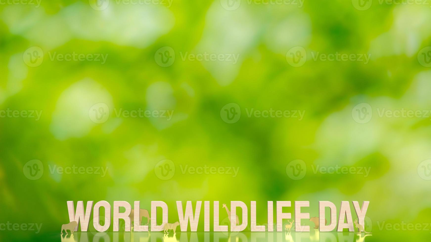 l'animal et le texte pour le rendu 3d du concept de la journée mondiale de la faune photo