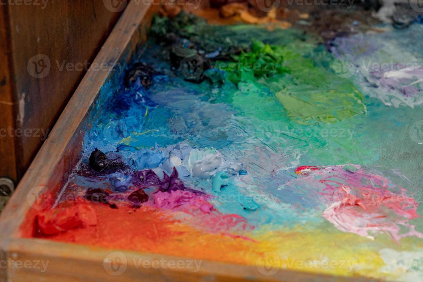 palette de couleurs de l'artiste en gros plan photo