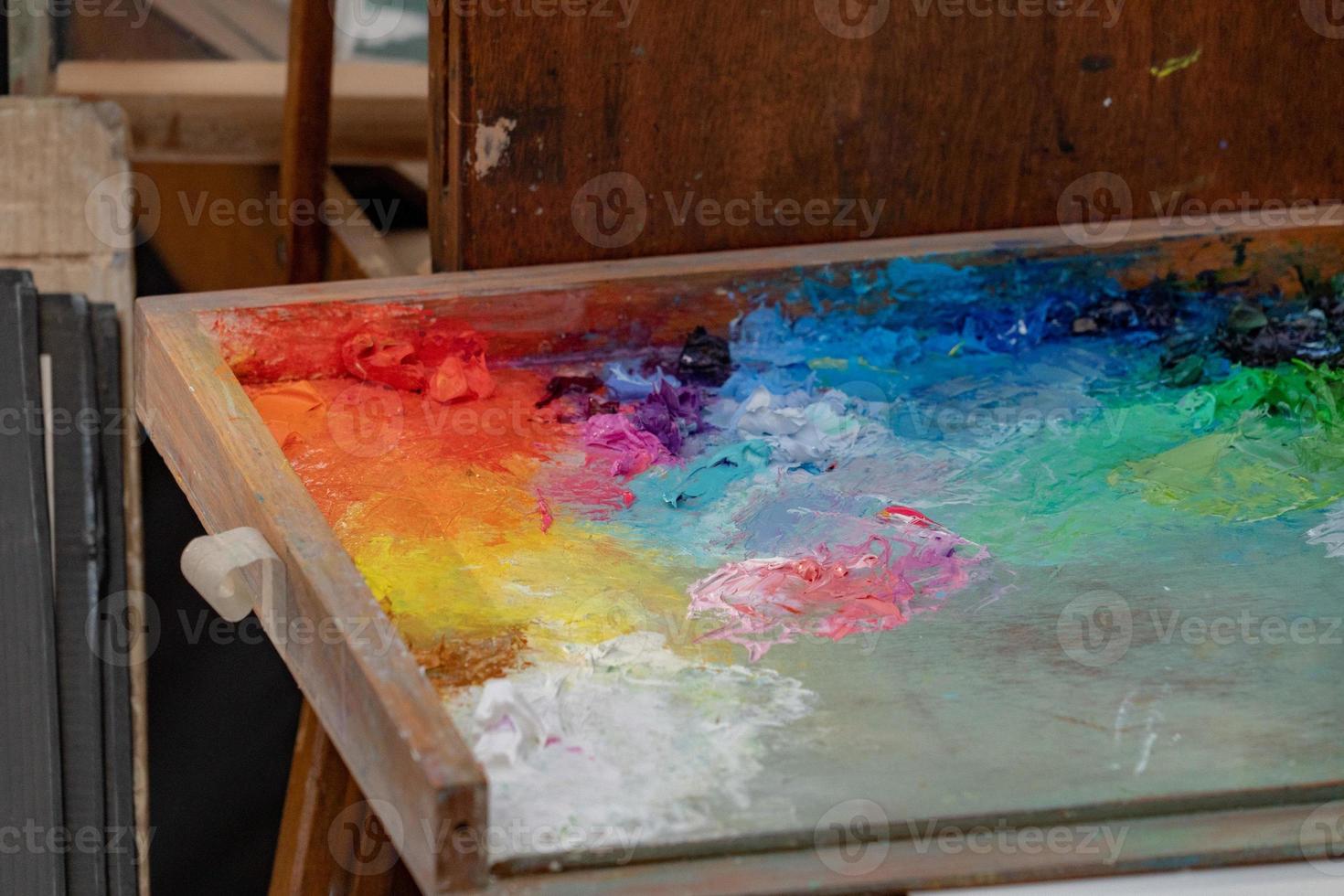 palette de couleurs de l'artiste en gros plan photo