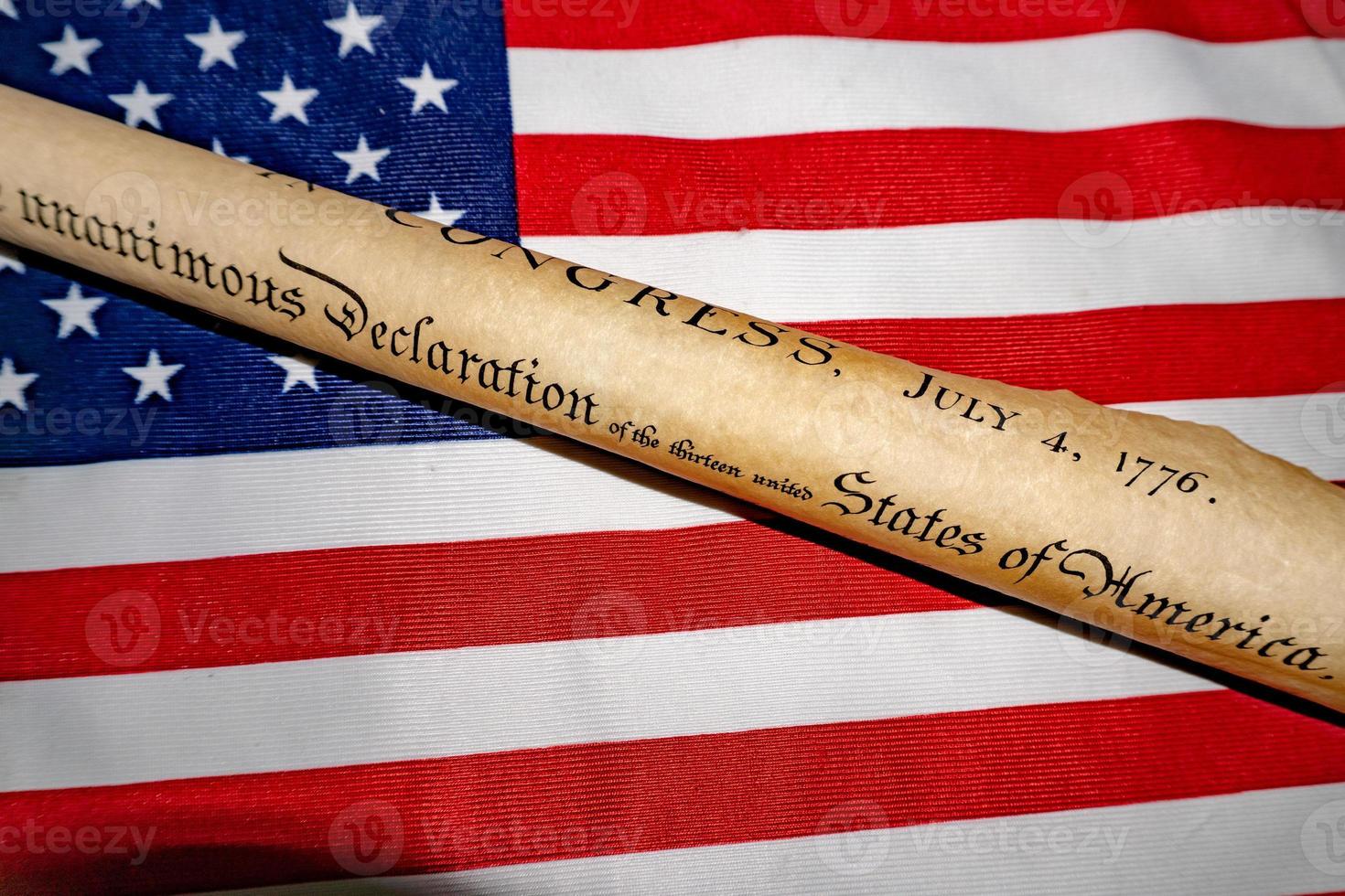 déclaration d'indépendance du 4 juillet 1776 sur le drapeau américain photo