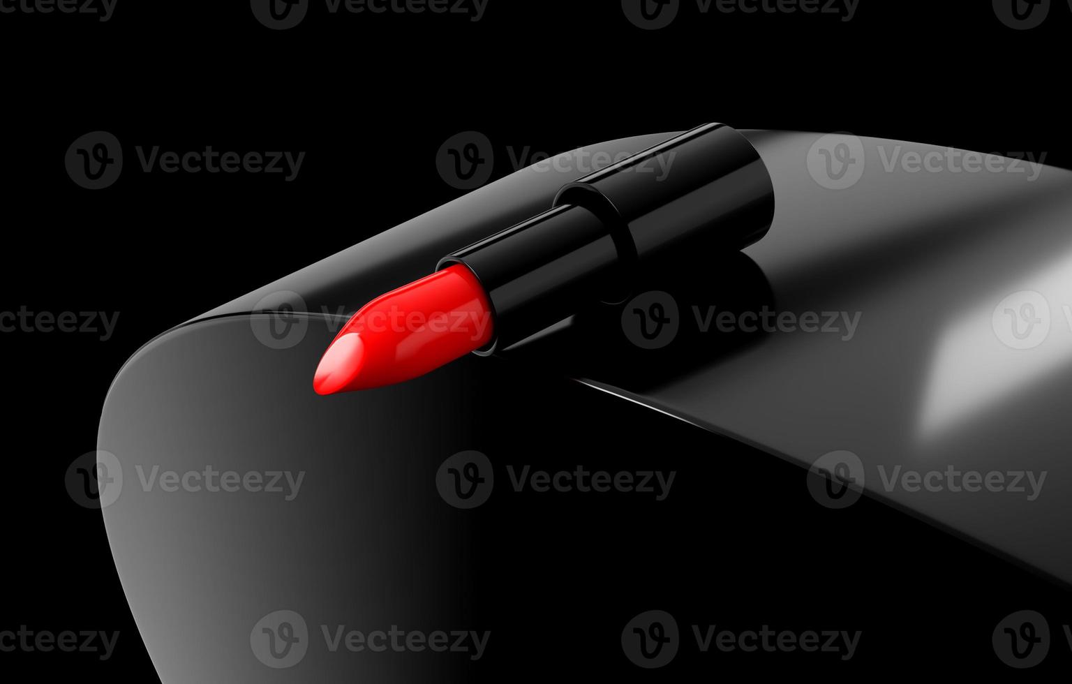 Maquillage cosmétique rouge à lèvres sur fond noir - illustration 3d render photo