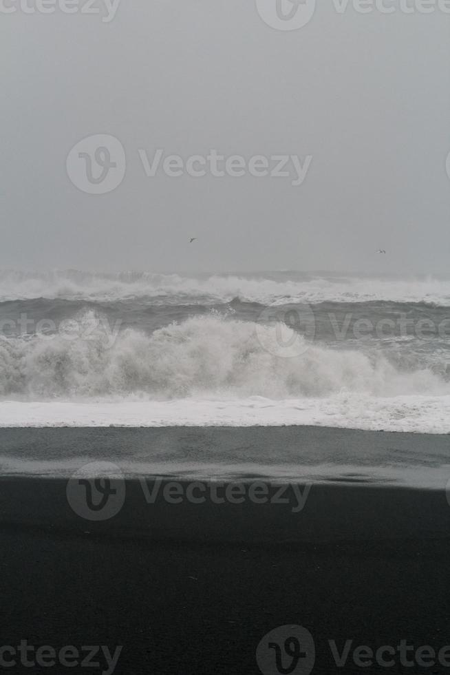 côte de la mer vide et vagues photo de paysage monochrome
