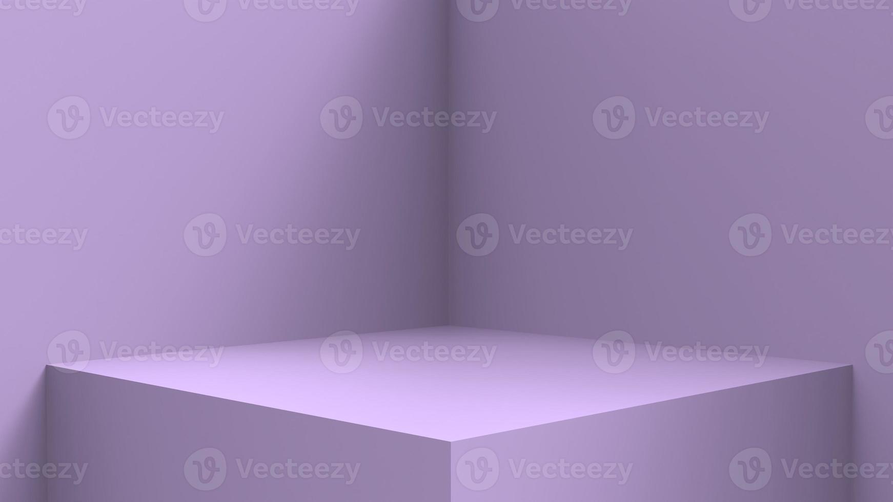 design d'intérieur de stand vierge, salle vide pour l'arrière-plan de la vitrine, rendu 3d design d'intérieur de stand vierge de couleur pastel violet photo