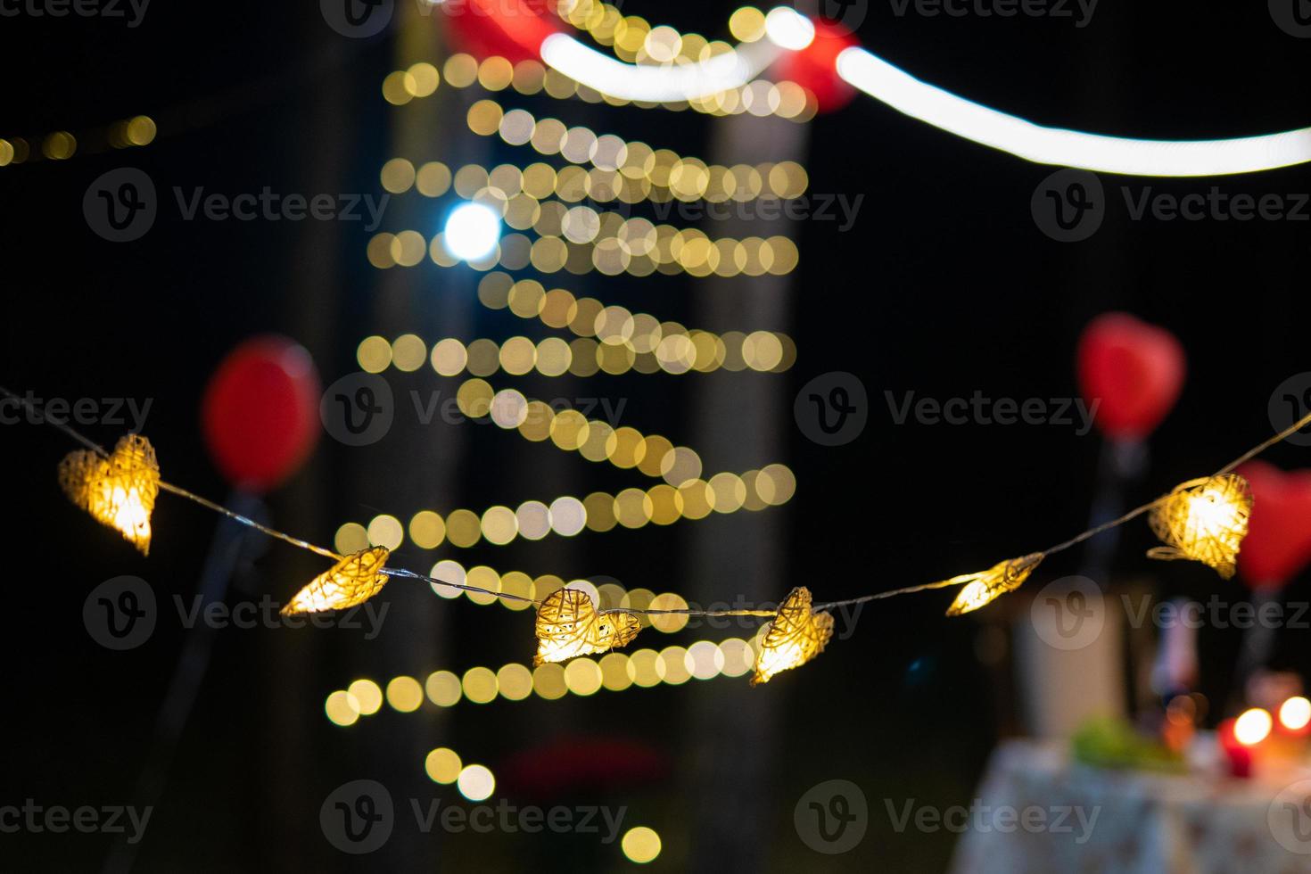 guirlande de coeurs, beau bokeh photo