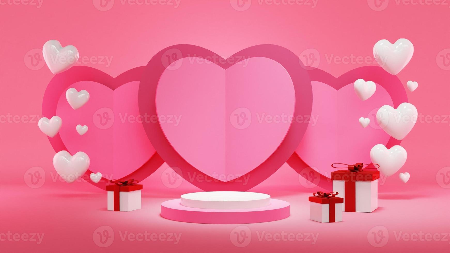 Illustrations 3d fond rose podium saint valentin photo