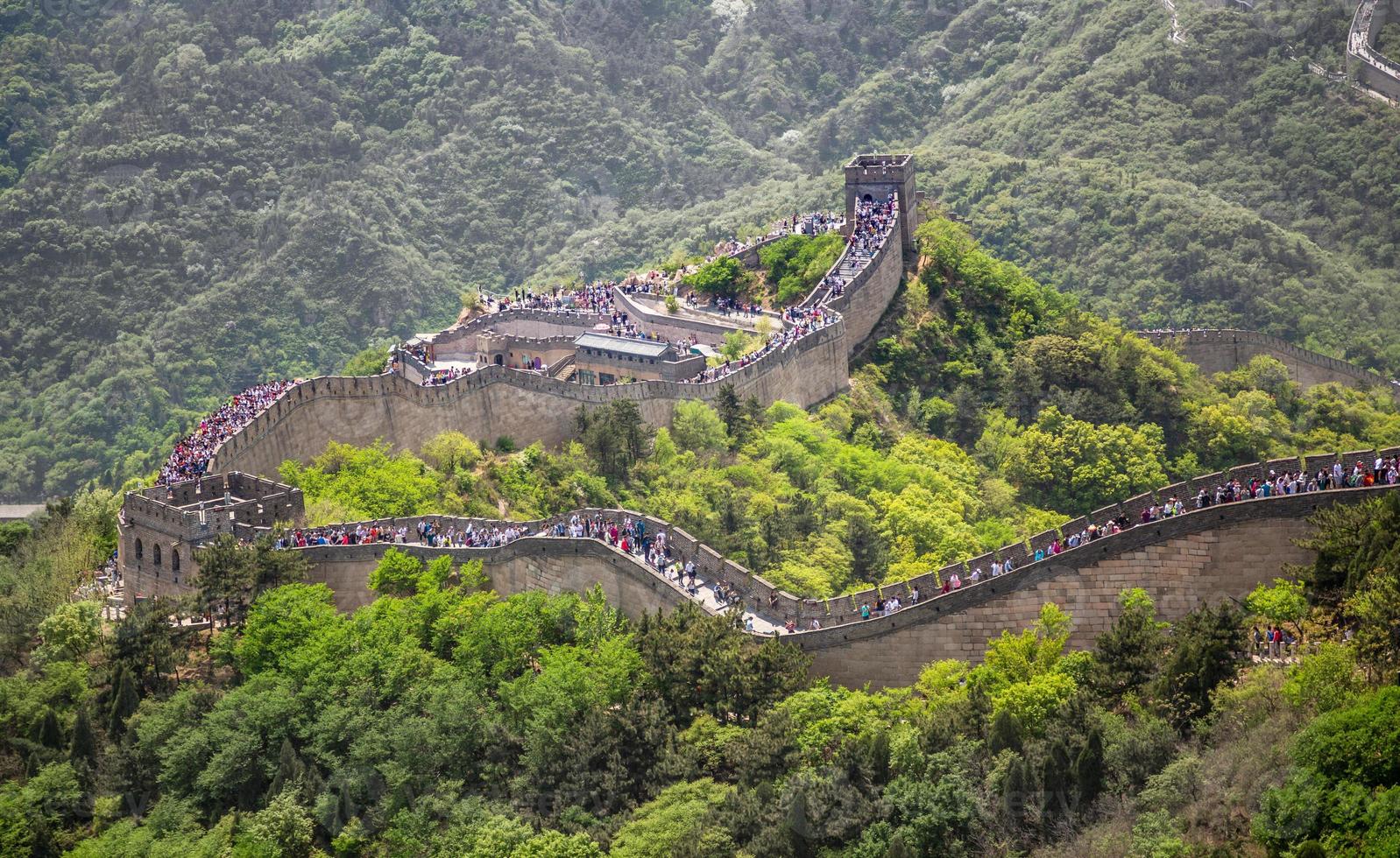 panorama de la grande muraille de chine parmi les collines verdoyantes et les montagnes près de beijing, chine photo
