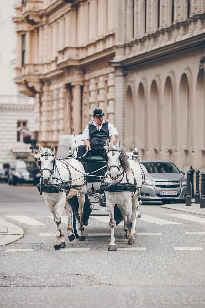 Entraîneur de chevaux traditionnels fiaker à Vienne Autriche photo