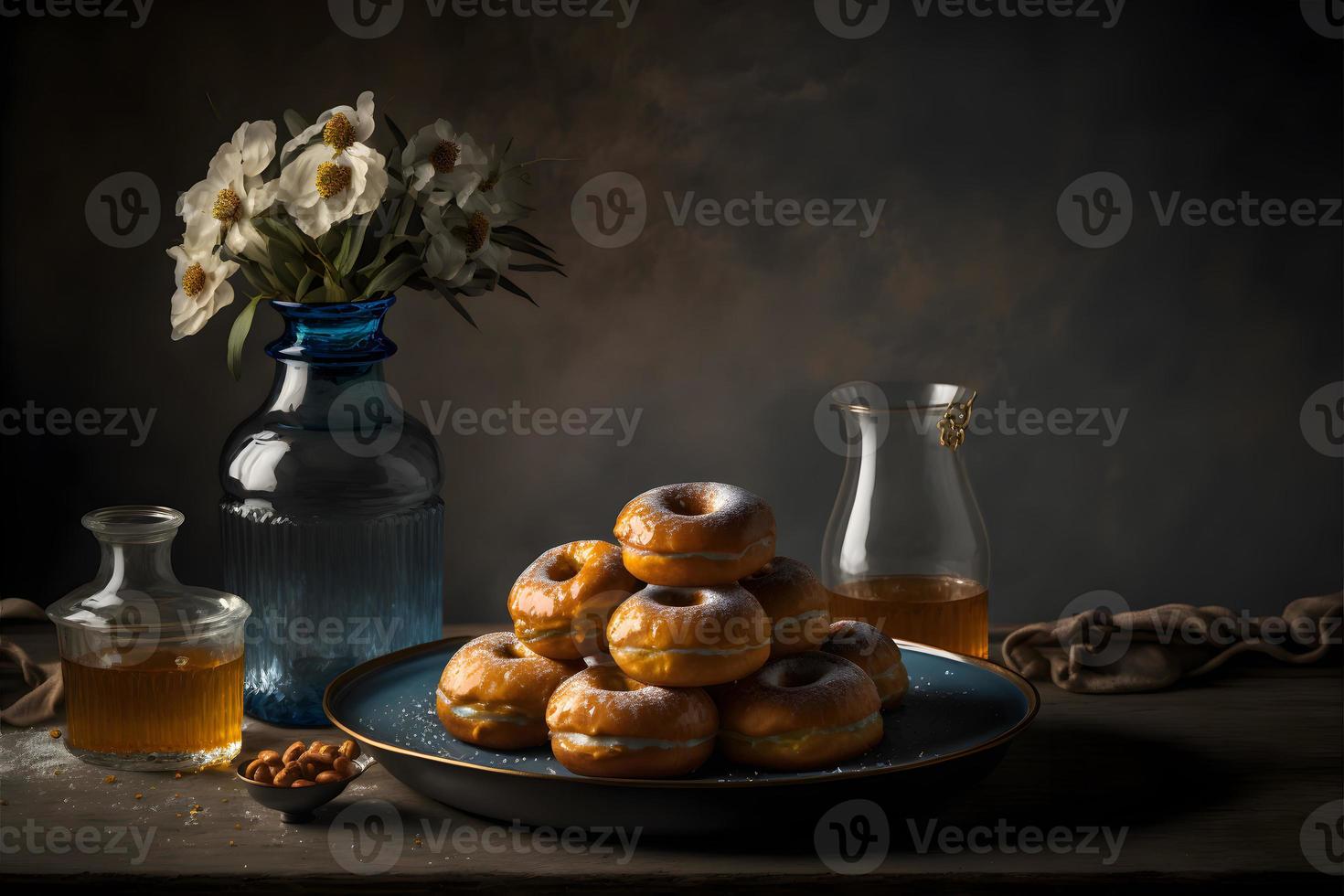 beignets sur fond blanc, parfaits pour la publicité, l'emballage, les menus, les livres de cuisine. mettant en évidence la texture et les détails, prise d'en haut, haute résolution adaptée à l'impression, aux affiches, aux bannières et plus encore photo