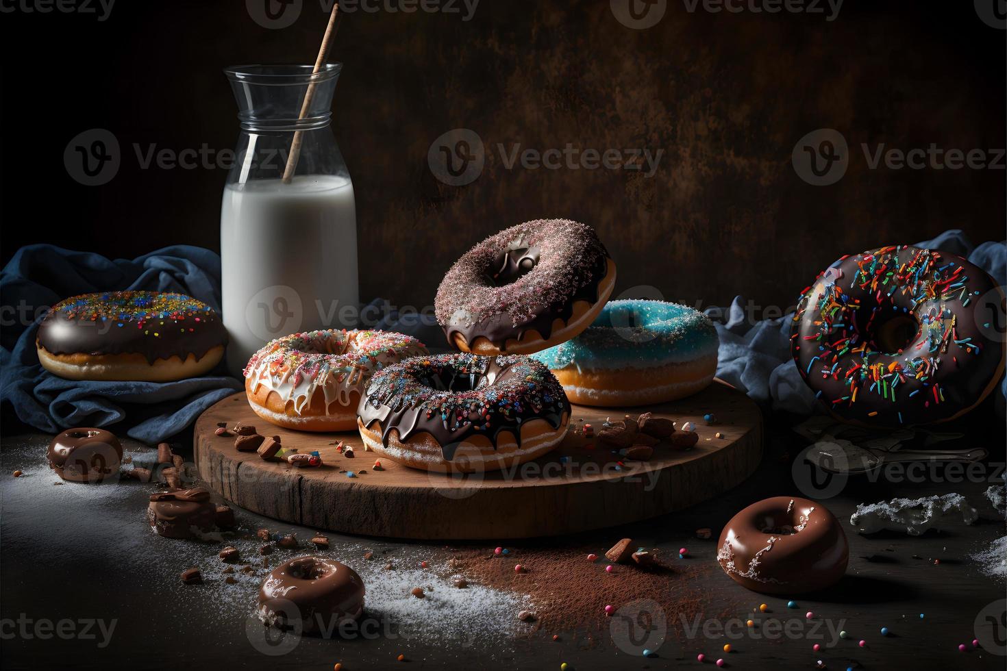 beignets sur fond blanc, parfaits pour la publicité, l'emballage, les menus, les livres de cuisine. mettant en évidence la texture et les détails, prise de dessus, haute résolution adaptée à l'impression, aux affiches, aux bannières et plus encore photo