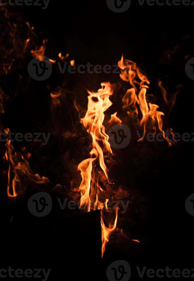 flammes de feu de joie la nuit photo