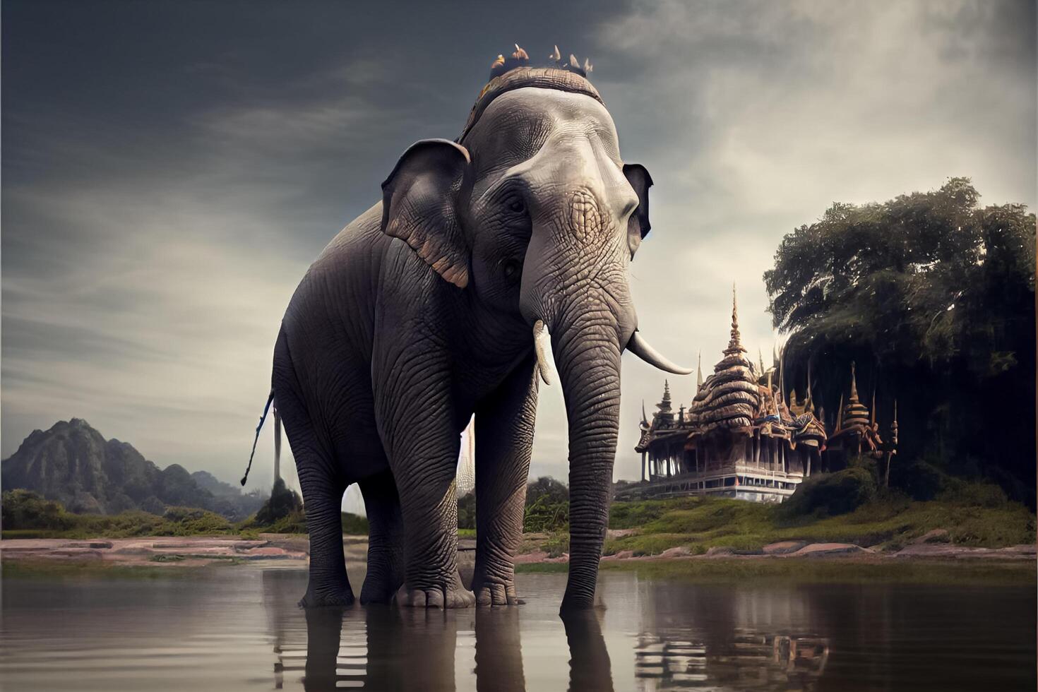 jour de l'éléphant thaïlandais le 13 mars art généré par ai photo