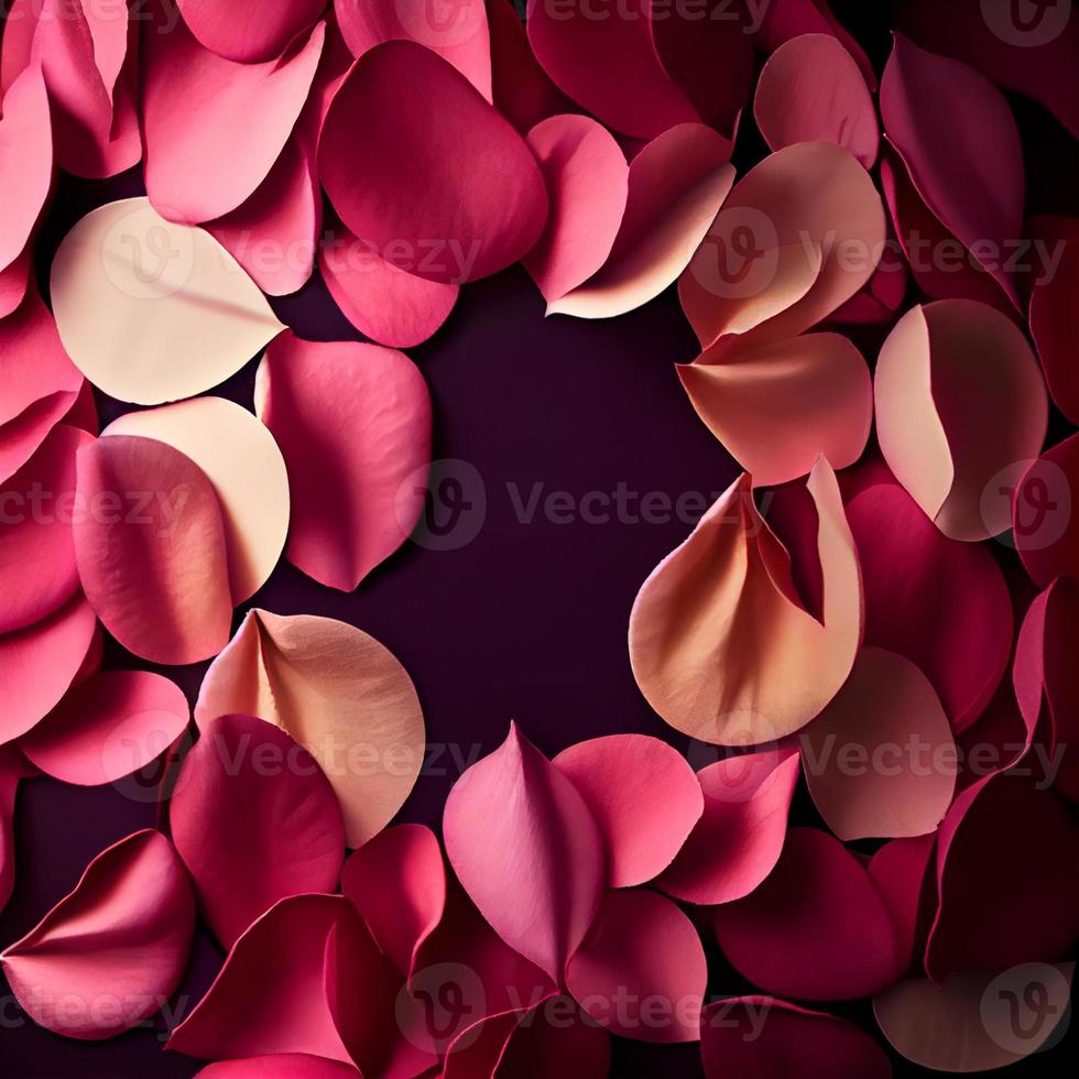 cadre de la saint-valentin fait de fleurs roses, confettis sur fond blanc photo