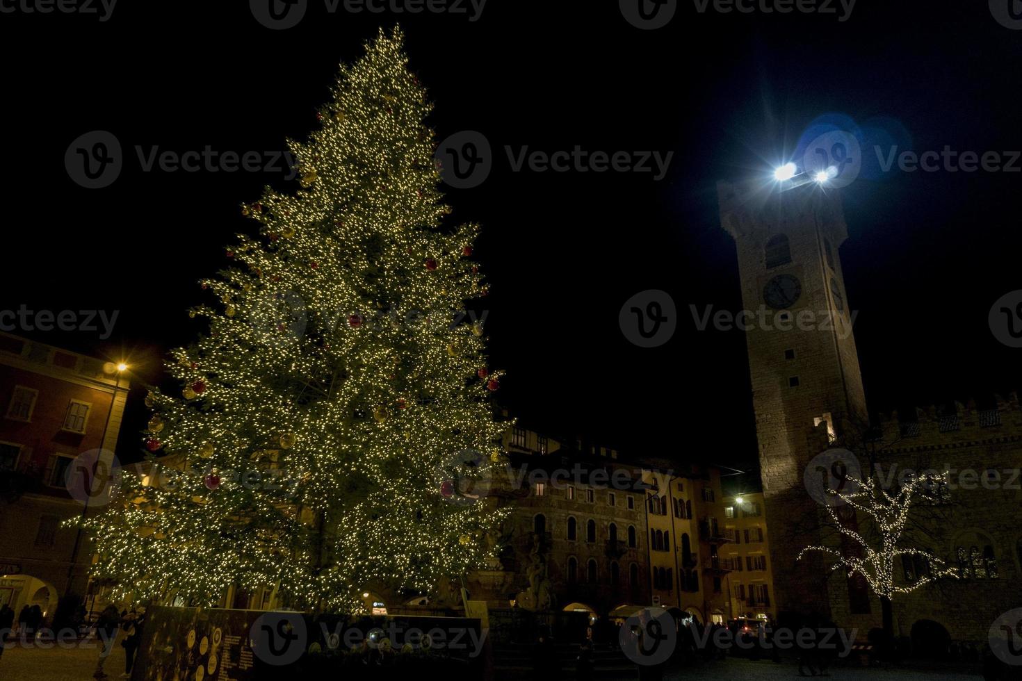 trento italie arbre de noël la nuit photo