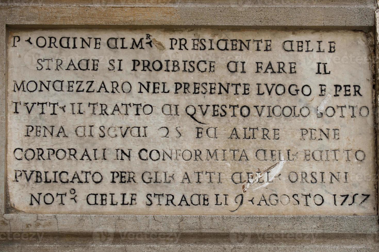 ordre d'édit d'inscription en marbre de rome 1757 photo