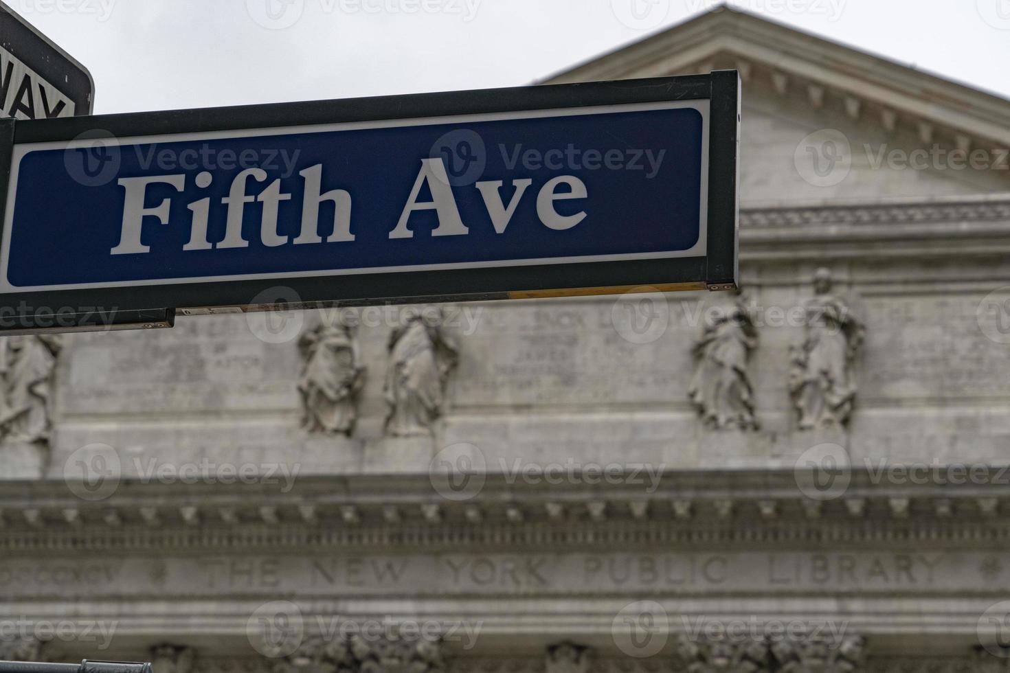 cinquième avenue signe new york bibliothèque façon rue photo