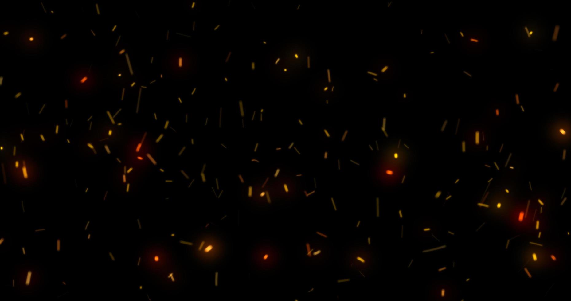 étincelles de feu orange abstraites et fumée d'un feu de joie avec le feu, arrière-plan abstrait photo