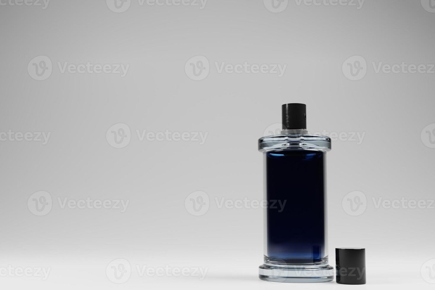 flacon de parfum sur rendu 3d pour maquette de marque photo