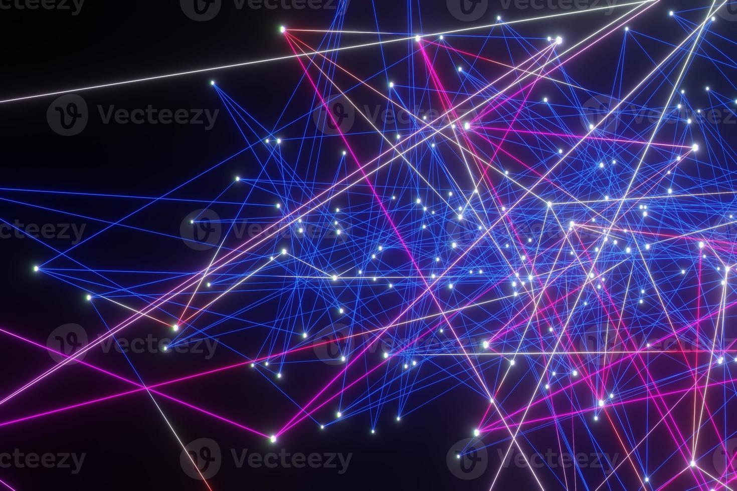 réseau de technologie numérique abstrait points et lignes lumineux fond rendu 3d photo