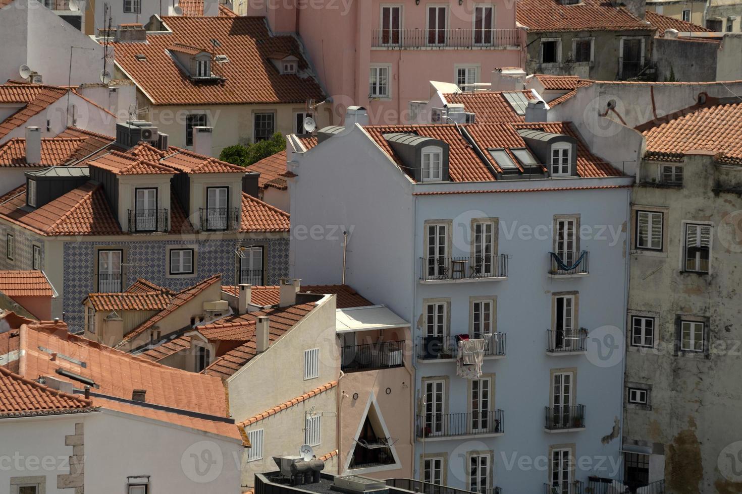 lisbonne panorama aérien paysage paysage urbain toits et cheminée détail photo