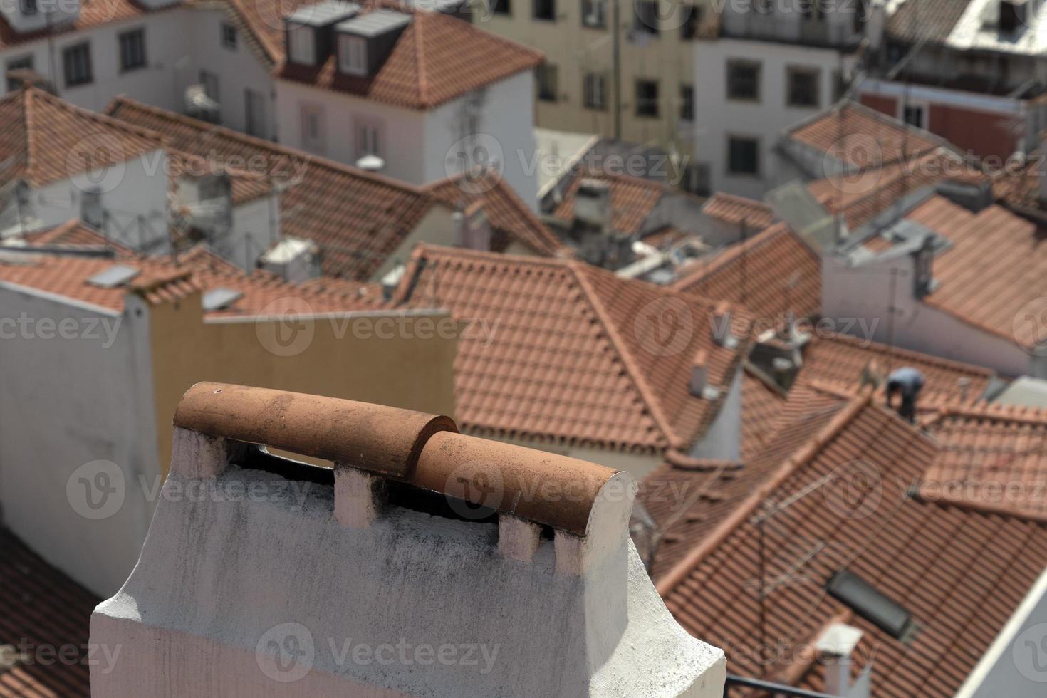 lisbonne panorama aérien paysage paysage urbain toits et cheminée détail photo