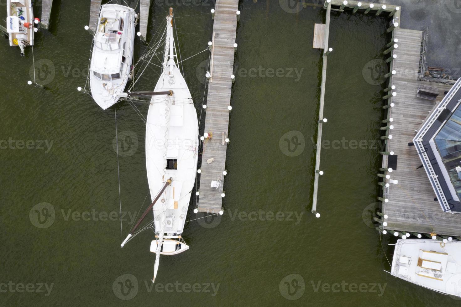 navires sur les quais de st. michaels maryland baie de chespeake vue aérienne panorama photo