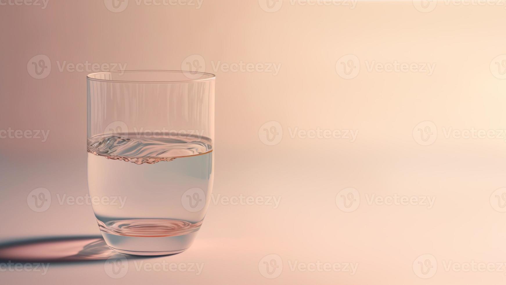 un verre d'eau sur fond de couleur pastel avec espace de copie. concept d'économie d'eau de la journée mondiale de l'eau. photo