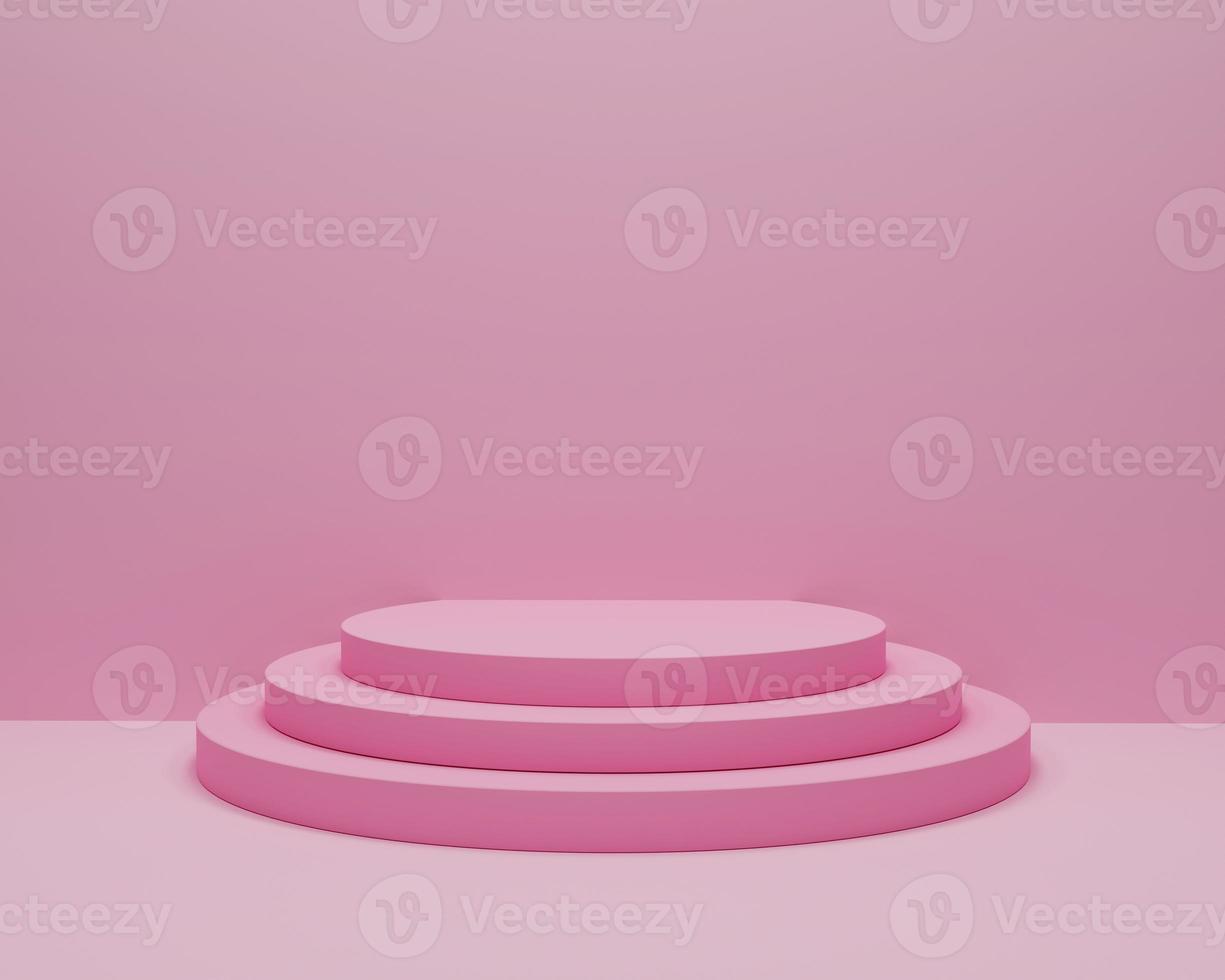 podium rond sur fond rose. scène de studio pour le produit, conception minimale, rendu 3d photo