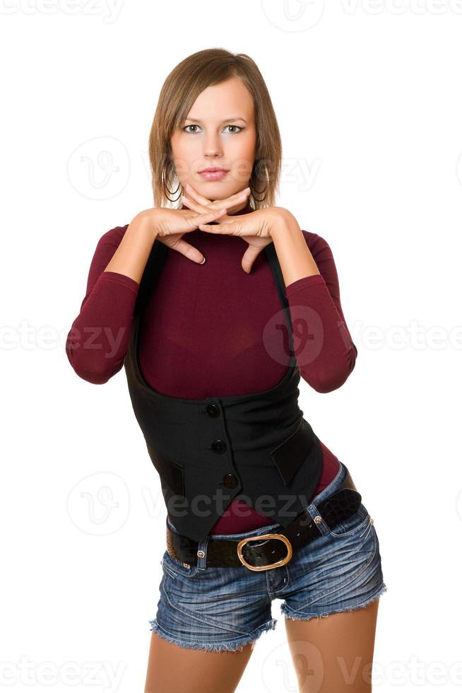 portrait de jeune femme au gilet noir photo