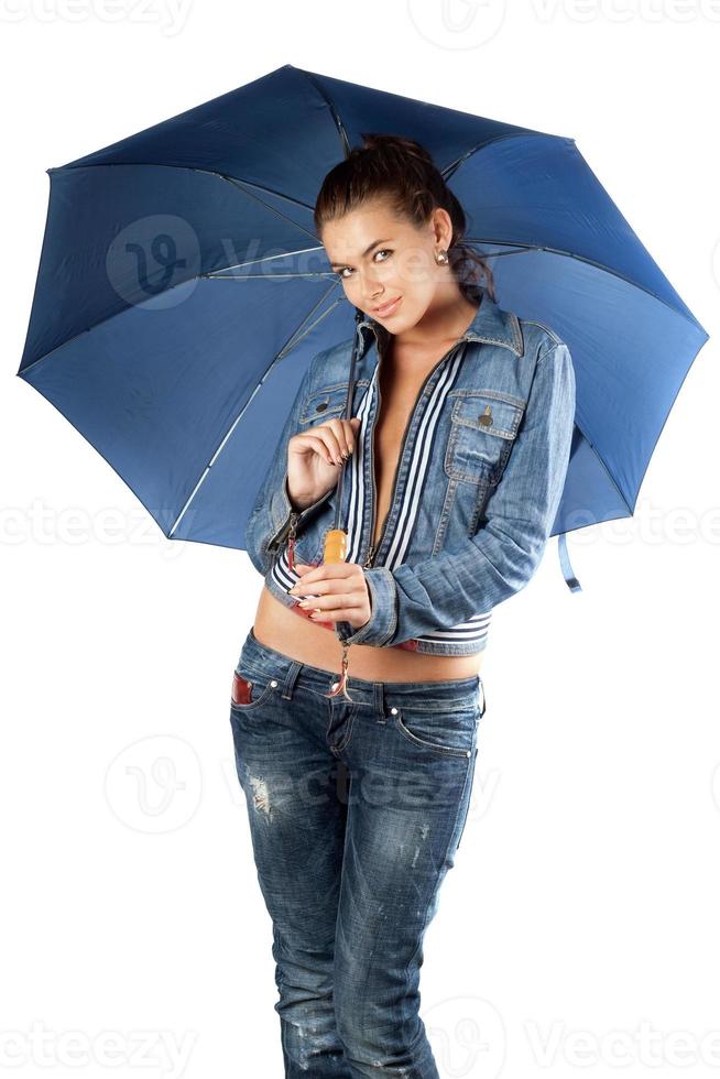 sexy jeune femme dans un costume en jean photo