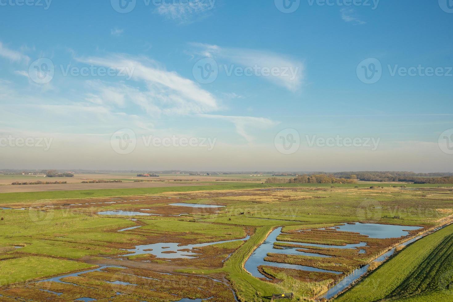 vue d'ensemble des zones humides de burgh-haamstede, depuis la tour de plompe. Zélande, Pays-Bas. photo