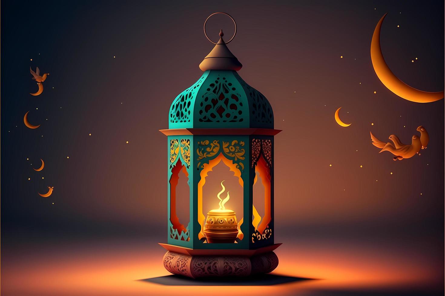 lanterne 3d ramadan kareem suspendue dorée brillante avec bougie sur un  angle différent noir 6934226 Photo de stock chez Vecteezy