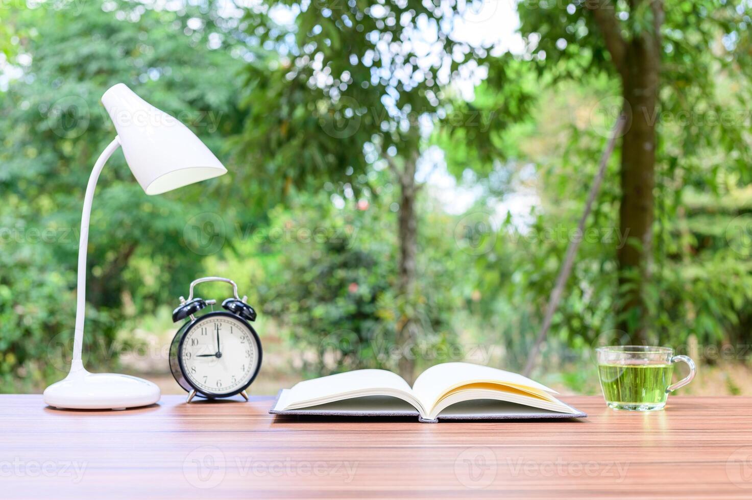 bureau avec fond de nature photo