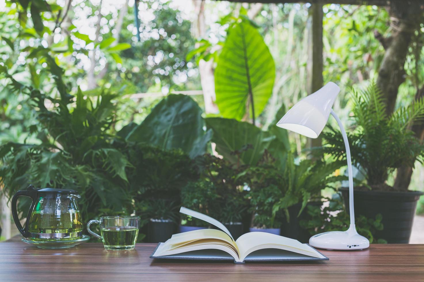 bureau avec fond de nature photo