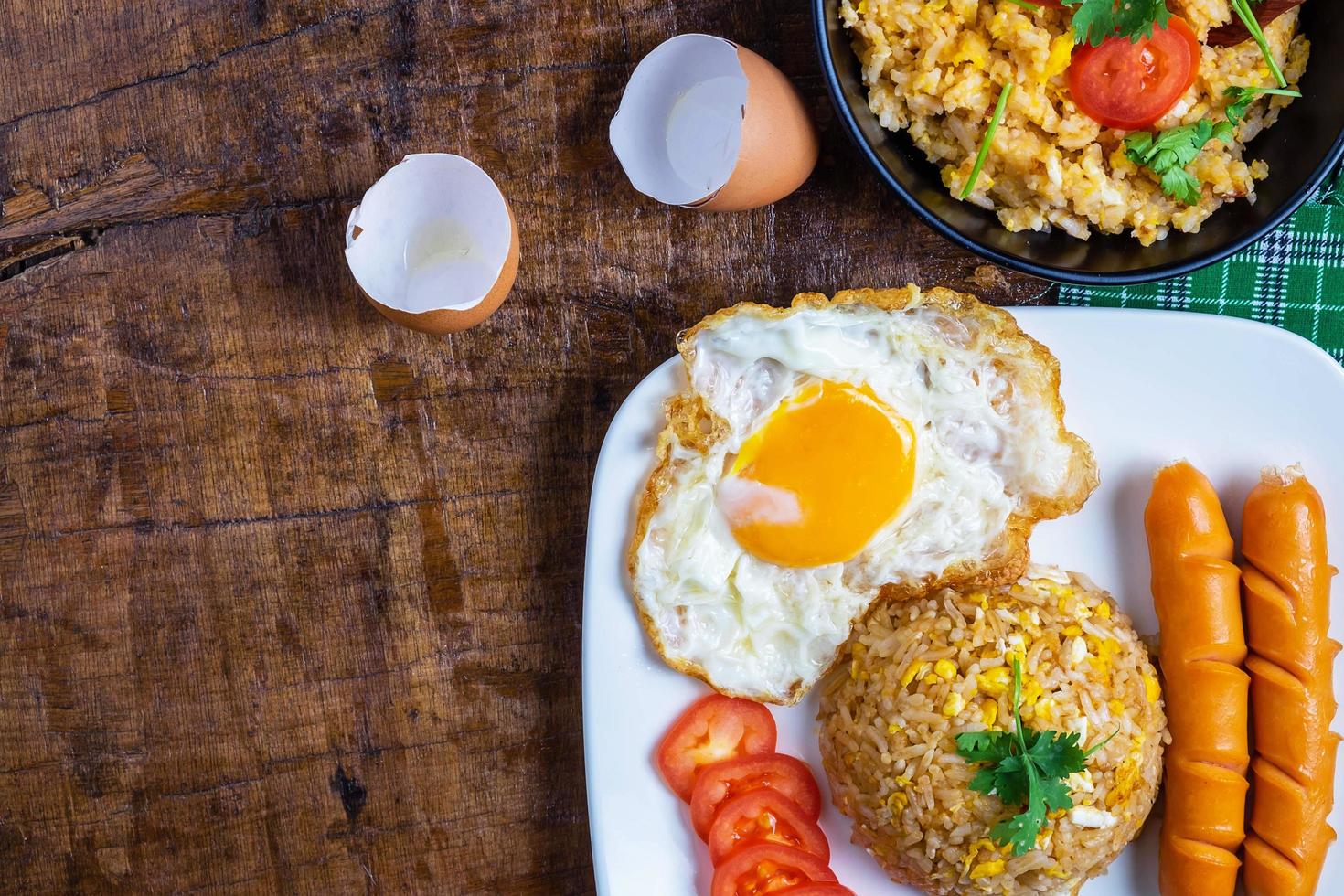 vue de dessus du petit déjeuner photo