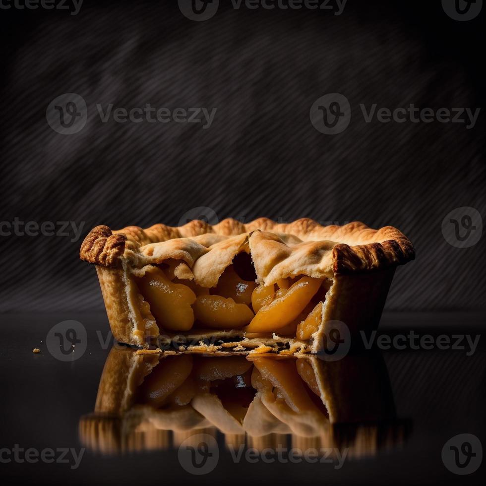 photo tarte aux pommes sur fond noir photographie alimentaire