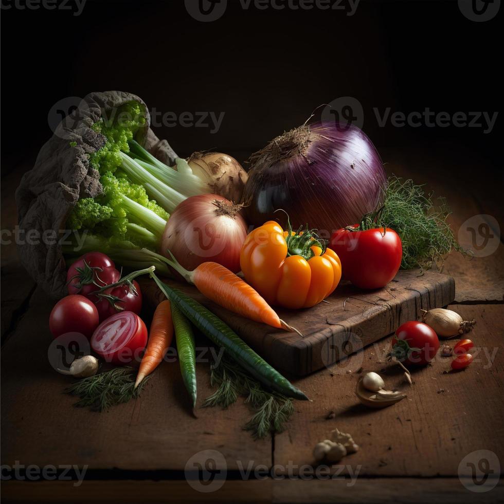 légumes sains sur table en bois photo