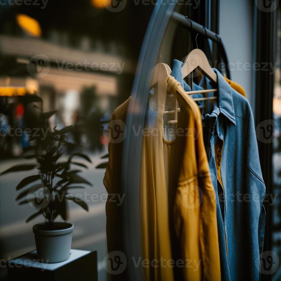 magasin de photo pour vêtements, magasin de vêtements sur cintre à la boutique moderne