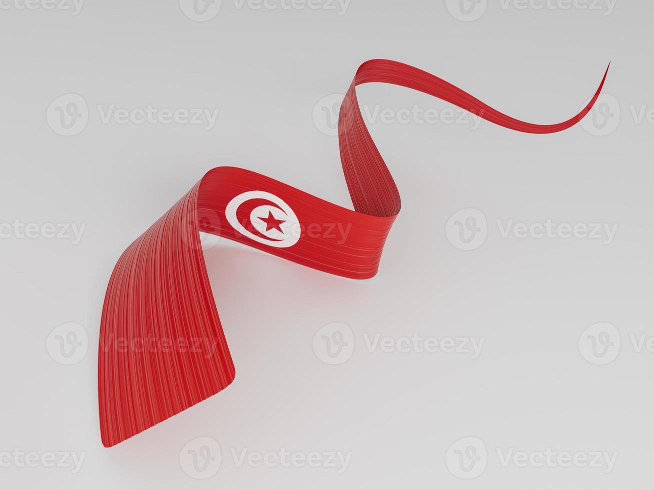 drapeau abstrait de la tunisie avec illustration 3d de ruban ondulé photo