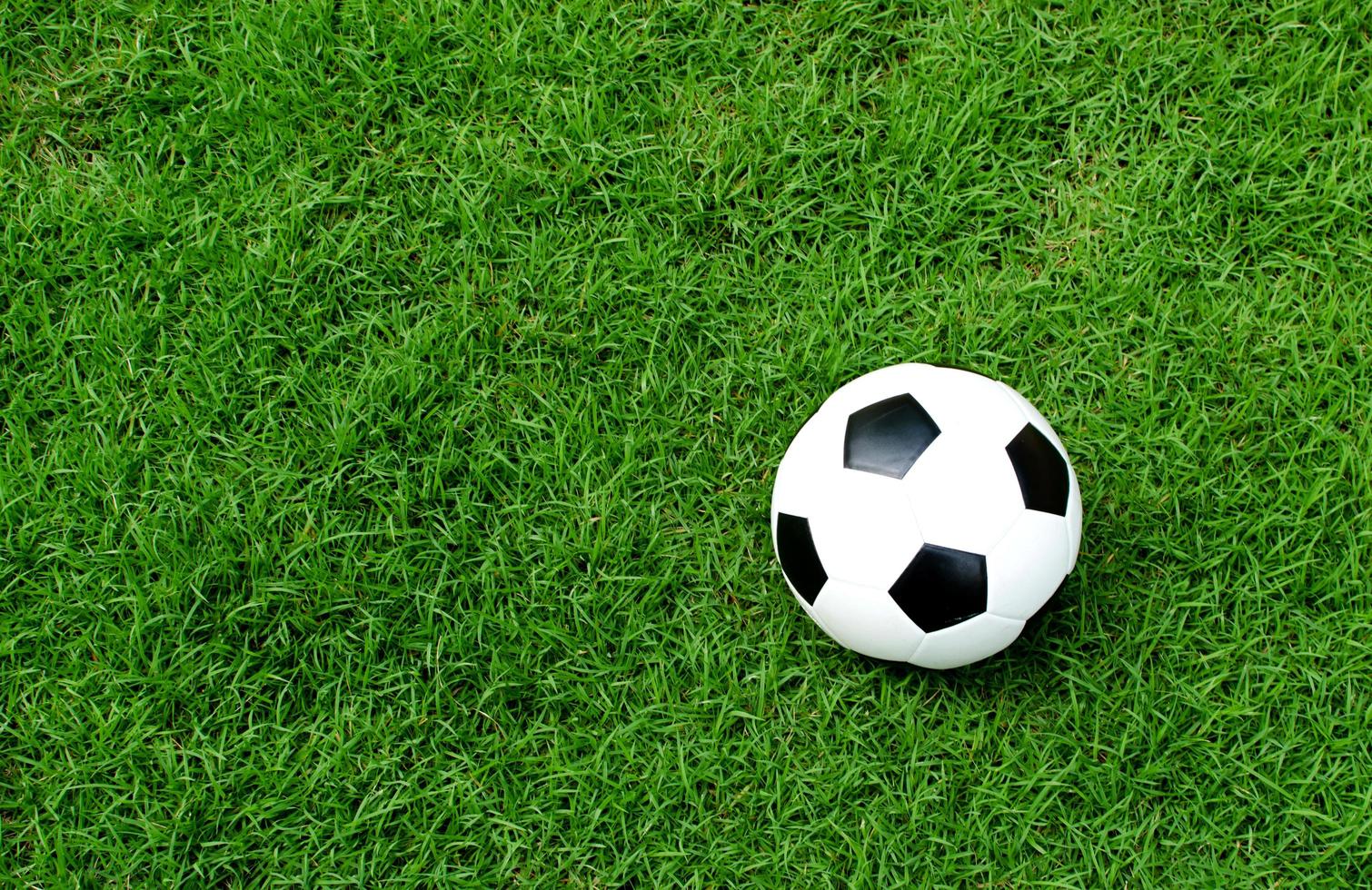 ballon de football sur la pelouse photo