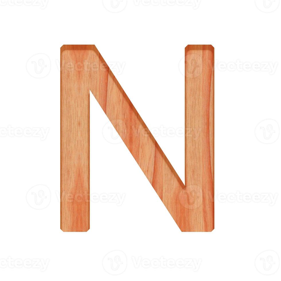 en bois ancien alphabet lettre modèle magnifique 3d isolé sur blanc arrière-plan, Capitale lettre n photo