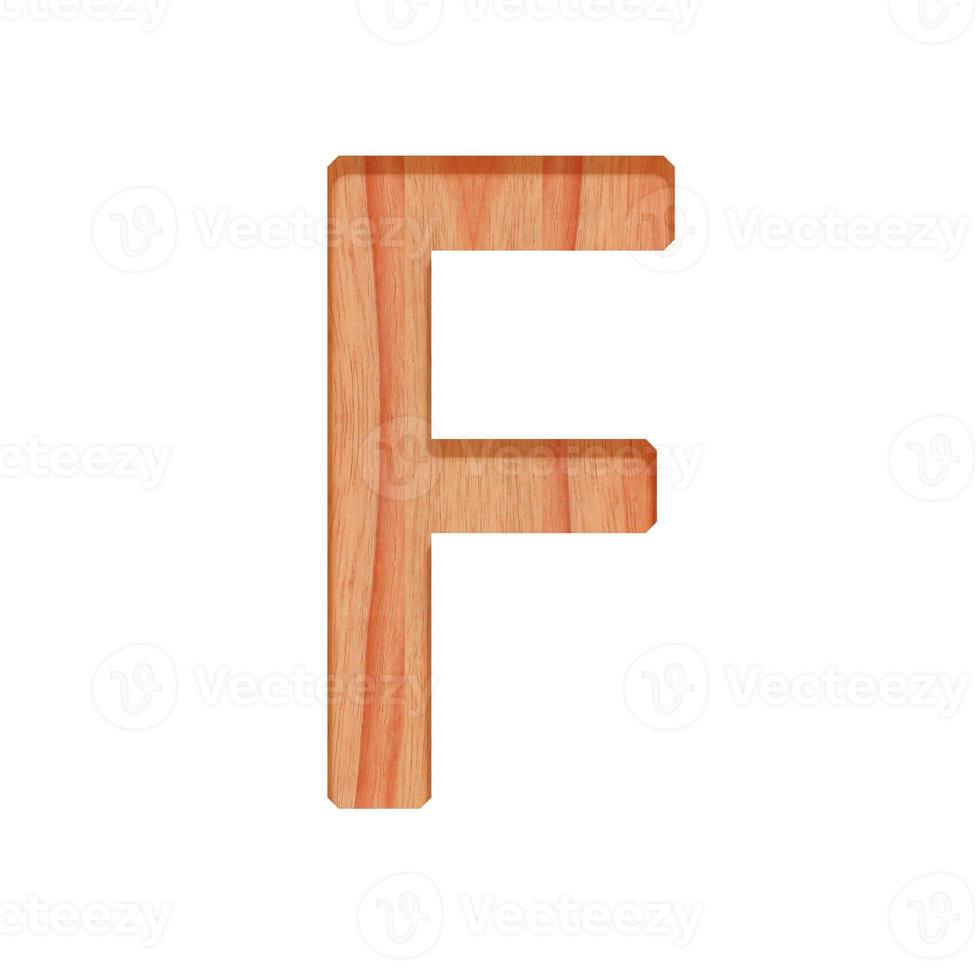 en bois ancien alphabet lettre modèle magnifique 3d isolé sur blanc arrière-plan, Capitale lettre F photo