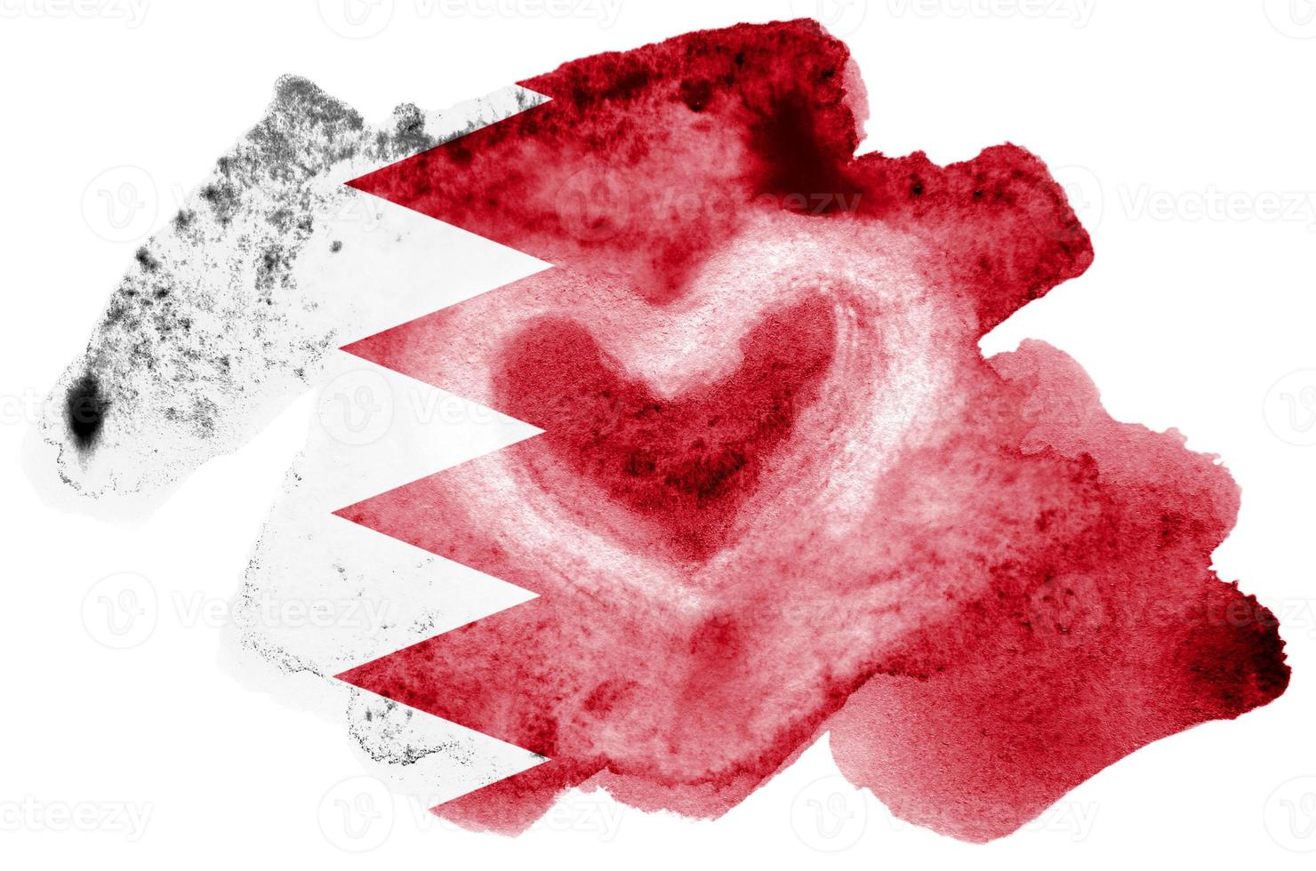 le drapeau de bahreïn est représenté dans un style aquarelle liquide isolé sur fond blanc photo